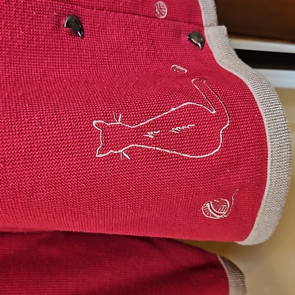 C.J. BANKS SWEATER CATS BUTTON DOWN 1X RED TAN LONG SLEEVED CJ EMBROIDER… - Picture 5 of 11